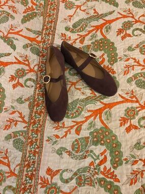 Madewell Suede Mary Jane Flats in Dark Brown